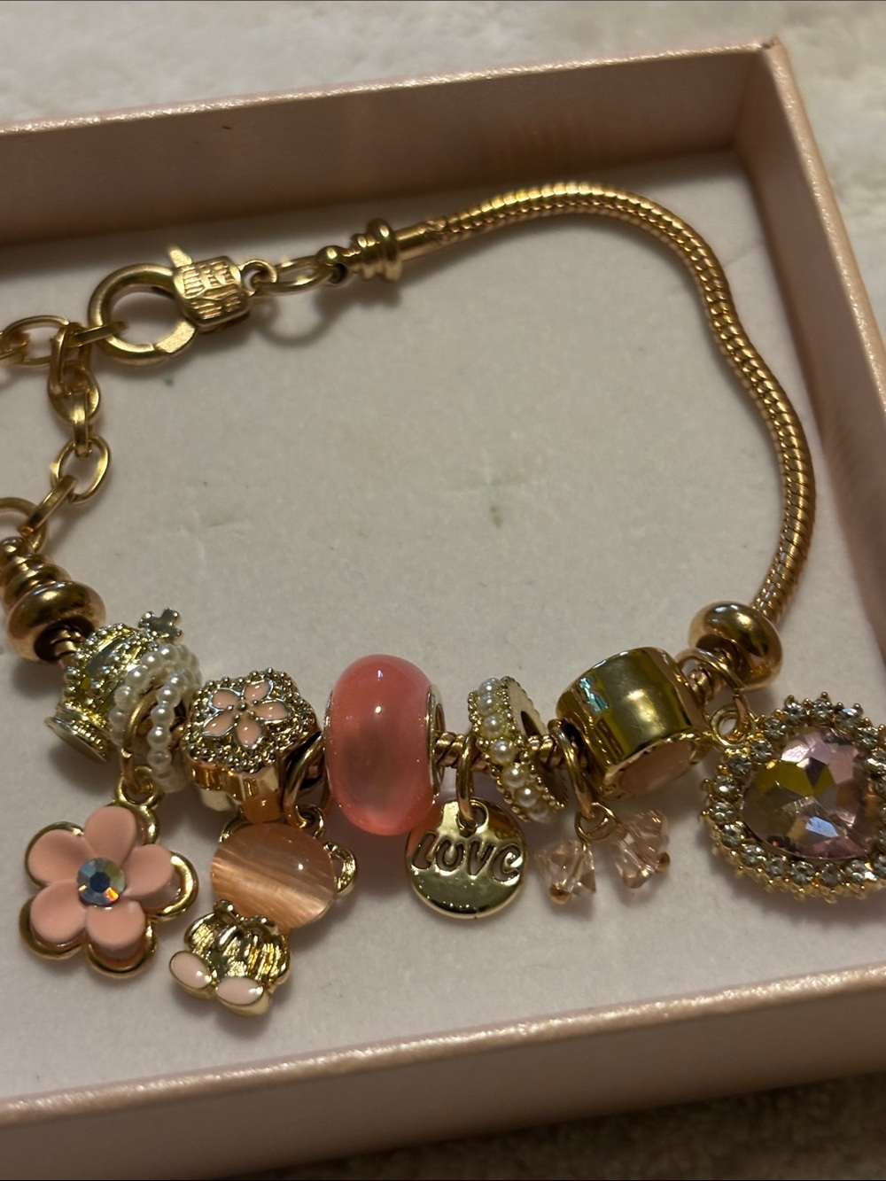 Gold Tone Lover Bear Bracelet